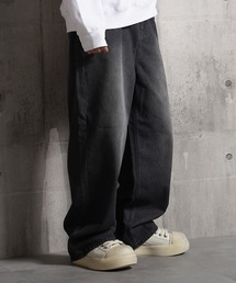 【Laufer】オーバーダイ ワイドストレート デニムパンツ 【セットアップ可能】/ Overdyed wide straight denim pants