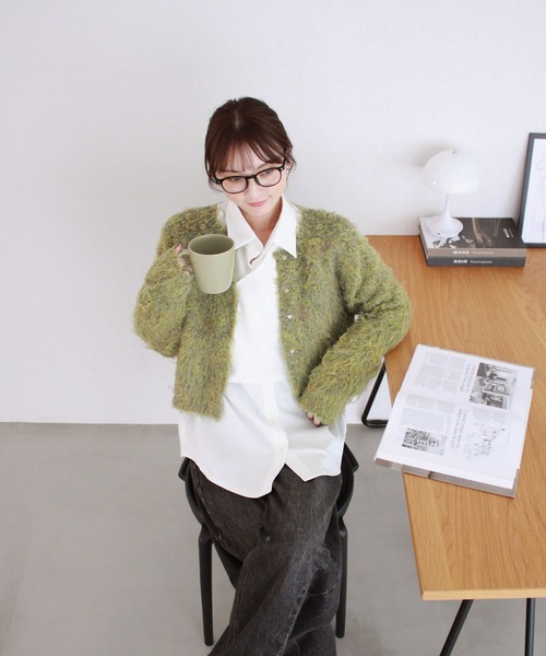 セール】ミックスカラーシャギーカーディガン／mix shaggy cardigan