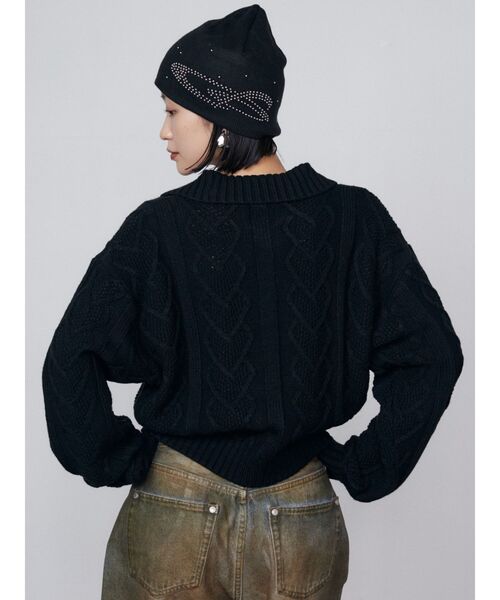 EMODA（エモダ）の「スキッパーワイドハートニット（ニット/セーター・レディース・レッド/アイボリー/ブラック・FREE）」の9枚目の写真