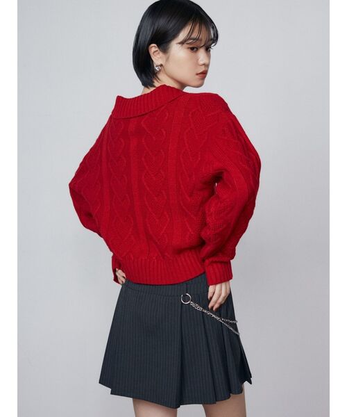 EMODA（エモダ）の「スキッパーワイドハートニット（ニット/セーター・レディース・レッド/アイボリー/ブラック・FREE）」の14枚目の写真