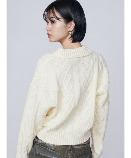 EMODA（エモダ）の「スキッパーワイドハートニット（ニット/セーター・レディース・レッド/アイボリー/ブラック・FREE）」の19枚目の写真