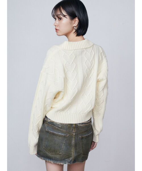 EMODA（エモダ）の「スキッパーワイドハートニット（ニット/セーター・レディース・レッド/アイボリー/ブラック・FREE）」の21枚目の写真