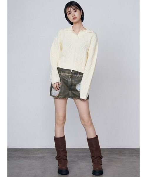 EMODA（エモダ）の「スキッパーワイドハートニット（ニット/セーター・レディース・レッド/アイボリー/ブラック・FREE）」の22枚目の写真