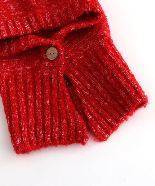 BREEZE（ブリーズ）の「梵天付きバラクラバ（ニットキャップ/ビーニー・キッズ・レッド/アイボリー・56/52）」の3枚目の写真