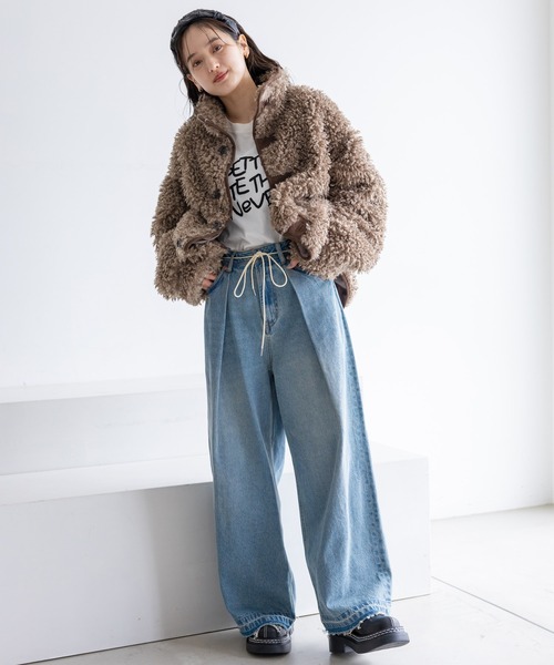 RAGEBLUE（レイジブルー）の「スタンドネック/プードルファーブルゾン（ブルゾン・レディース・ブラウン/ベージュ・FREE）」の3枚目の写真