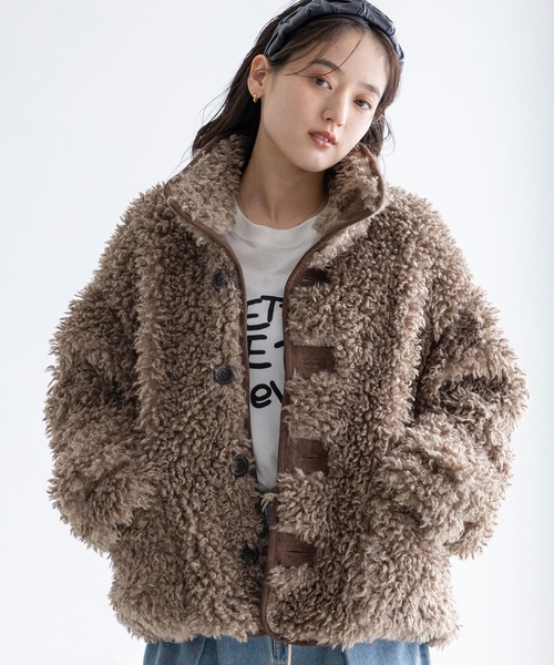 RAGEBLUE（レイジブルー）の「スタンドネック/プードルファーブルゾン（ブルゾン・レディース・ブラウン/ベージュ・FREE）」の11枚目の写真