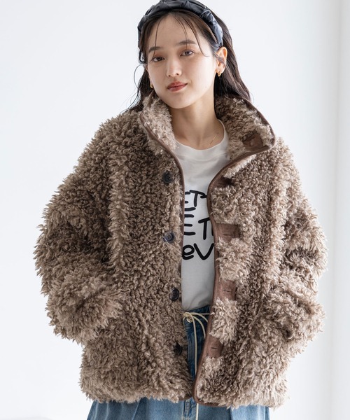 RAGEBLUE（レイジブルー）の「スタンドネック/プードルファーブルゾン（ブルゾン・レディース・ブラウン/ベージュ・FREE）」の13枚目の写真