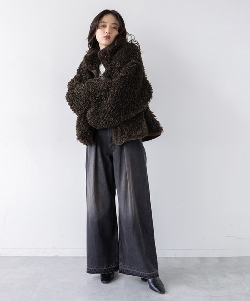 RAGEBLUE（レイジブルー）の「スタンドネック/プードルファーブルゾン（ブルゾン・レディース・ブラウン/ベージュ・FREE）」の22枚目の写真