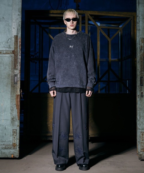 ajouter flow】flower embroidery slacks（スラックス