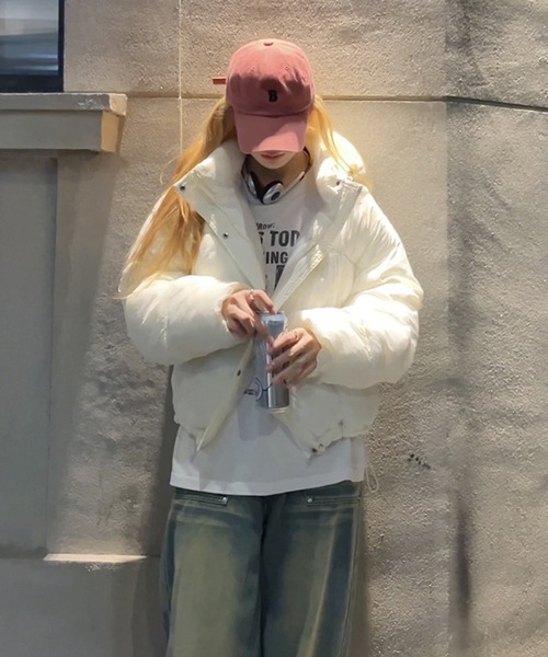 Teem Store(チームストア)の「ベーシック中綿ショート丈フードアウター(ブルゾン・レディース・ホワイト/イエロー/サックスブルー/ブラック/ワイン/ブラウン・M/L)」の18枚目の写真