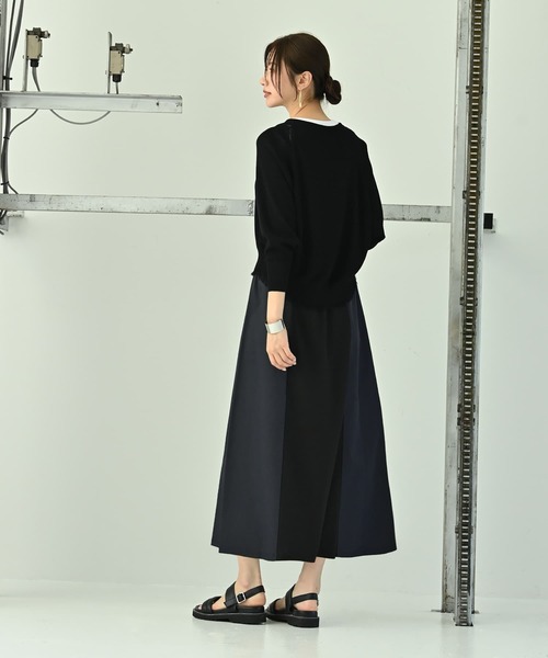 STYLE DELI(スタイルデリ)の「【BLK001】異素材使いスカート(スカート・レディース・ブラック/ベージュ・FREE)」の4枚目の写真