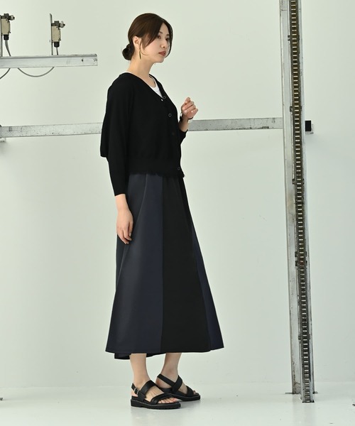 STYLE DELI(スタイルデリ)の「【BLK001】異素材使いスカート(スカート・レディース・ブラック/ベージュ・FREE)」の5枚目の写真