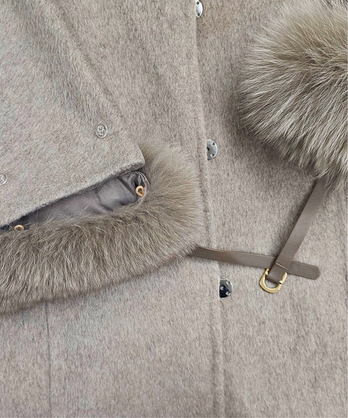 美品 Rene フォックスファー ポンチョ コート ツイード チェック 36毛皮 美品 Rene フォックスファー ポンチョ コート ツイード チェック 36毛皮