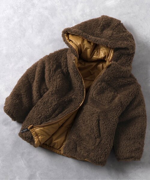 F.O.KIDS（エフオーキッズ）の「リバーシブルウォームブルゾン（ダウンジャケット/コート・キッズ・グリーン/キャメル/チャコール/オレンジ/パープル・80/90/100/110/120/130/140/150）」の4枚目の写真