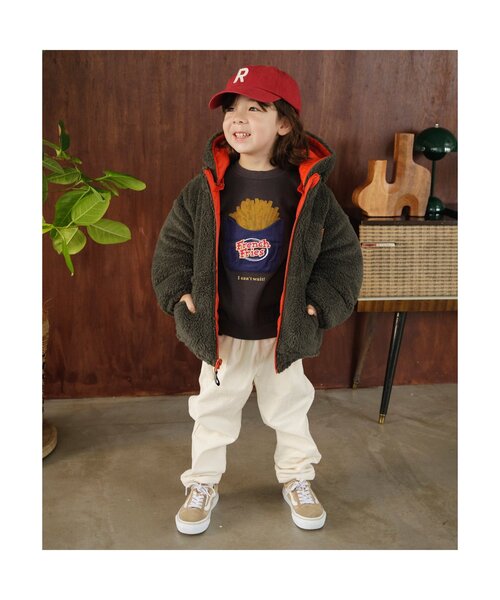 F.O.KIDS（エフオーキッズ）の「リバーシブルウォームブルゾン（ダウンジャケット/コート・キッズ・グリーン/キャメル/チャコール/オレンジ/パープル・80/90/100/110/120/130/140/150）」の10枚目の写真