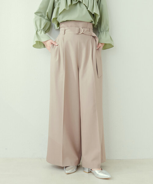 セレモニー対応可 / Dカンベルト付きアシメハイウエストパンツ（その他パンツ）｜natural couture（ナチュラルクチュール）その他パンツ