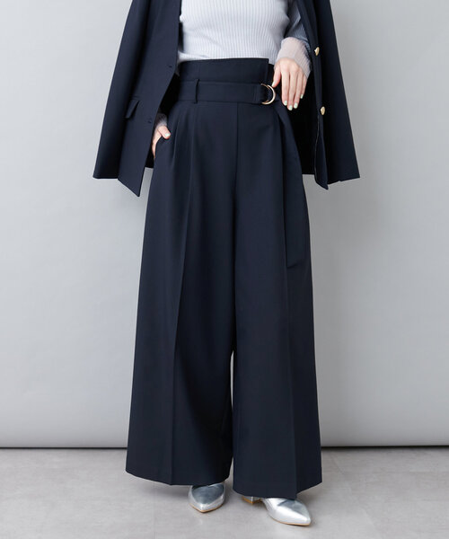セレモニー対応可 / Dカンベルト付きアシメハイウエストパンツ（その他パンツ）｜natural couture（ナチュラルクチュール）