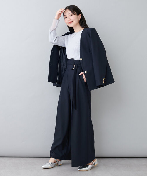 セレモニー対応可 / Dカンベルト付きアシメハイウエストパンツ（その他パンツ）｜natural couture（ナチュラルクチュール）