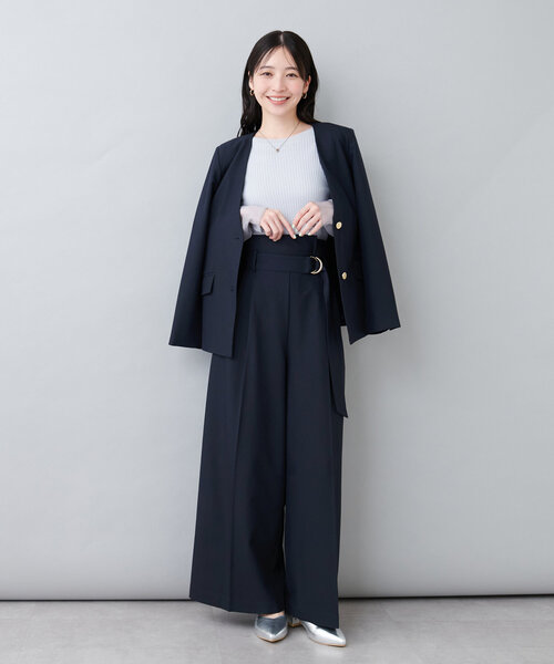 セレモニー対応可 / Dカンベルト付きアシメハイウエストパンツ（その他パンツ）｜natural couture（ナチュラルクチュール）
