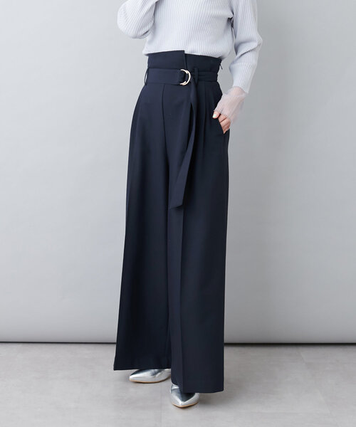 セレモニー対応可 / Dカンベルト付きアシメハイウエストパンツ（その他パンツ）｜natural couture（ナチュラルクチュール）