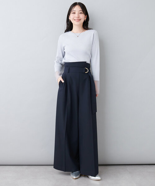 セレモニー対応可 / Dカンベルト付きアシメハイウエストパンツ（その他パンツ）｜natural couture（ナチュラルクチュール）