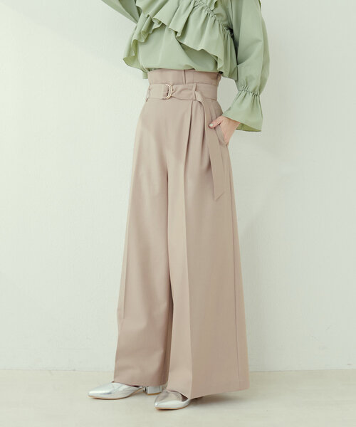 セレモニー対応可 / Dカンベルト付きアシメハイウエストパンツ（その他パンツ）｜natural couture（ナチュラルクチュール）