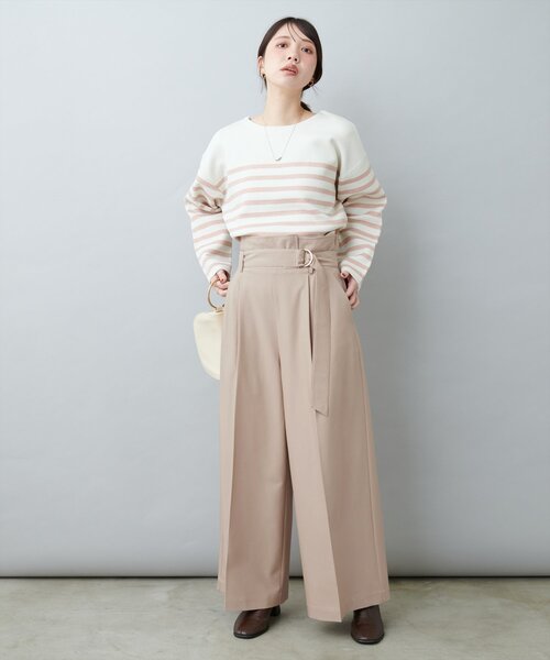 セレモニー対応可 / Dカンベルト付きアシメハイウエストパンツ（その他パンツ）｜natural couture（ナチュラルクチュール）