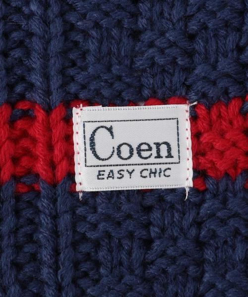 coen（コーエン）の「ケーブル×ラインマフラー（マフラー・メンズ・ホワイト/オリーブ/ネイビー・フリー）」の7枚目の写真