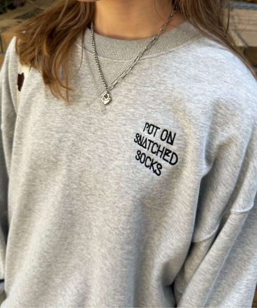 DOUBLE NAME（ダブルネーム）の「My favorite socks刺しゅうプルオーバー（スウェット・レディース・オフホワイト/オレンジ/グレー・FREE）」の11枚目の写真