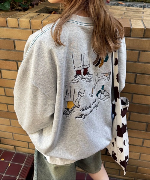 DOUBLE NAME（ダブルネーム）の「My favorite socks刺しゅうプルオーバー（スウェット・レディース・オフホワイト/オレンジ/グレー・FREE）」の15枚目の写真