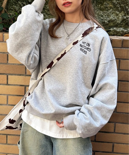 DOUBLE NAME（ダブルネーム）の「My favorite socks刺しゅうプルオーバー（スウェット・レディース・オフホワイト/オレンジ/グレー・FREE）」の10枚目の写真