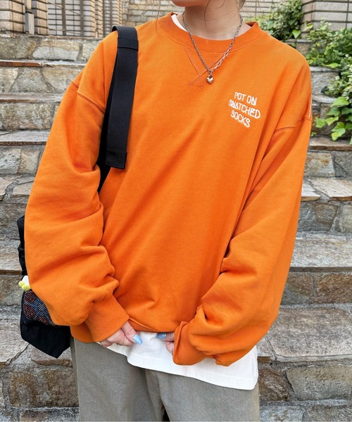 DOUBLE NAME（ダブルネーム）の「My favorite socks刺しゅうプルオーバー（スウェット・レディース・オフホワイト/オレンジ/グレー・FREE）」の16枚目の写真