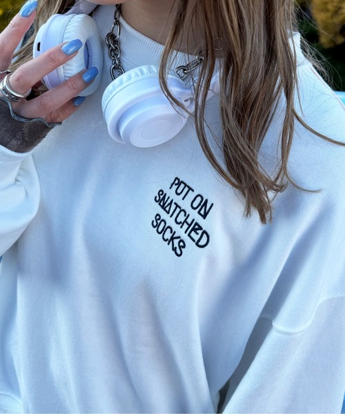 DOUBLE NAME（ダブルネーム）の「My favorite socks刺しゅうプルオーバー（スウェット・レディース・オフホワイト/オレンジ/グレー・FREE）」の19枚目の写真