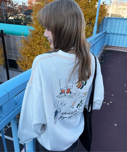 DOUBLE NAME（ダブルネーム）の「My favorite socks刺しゅうプルオーバー（スウェット・レディース・オフホワイト/オレンジ/グレー・FREE）」の20枚目の写真