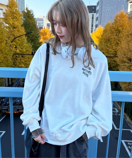 DOUBLE NAME（ダブルネーム）の「My favorite socks刺しゅうプルオーバー（スウェット・レディース・オフホワイト/オレンジ/グレー・FREE）」の21枚目の写真