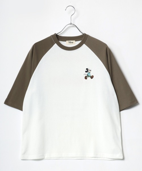 Disney(ディズニー)の「Disney/ディズニー ミッキー ワンポイント フロント バックプリント ラグラン7分袖Tシャツ(Tシャツ/カットソー・レディース・アッシュグレー/オフホワイト/グレー/ホワイト・M/L)」の11枚目の写真
