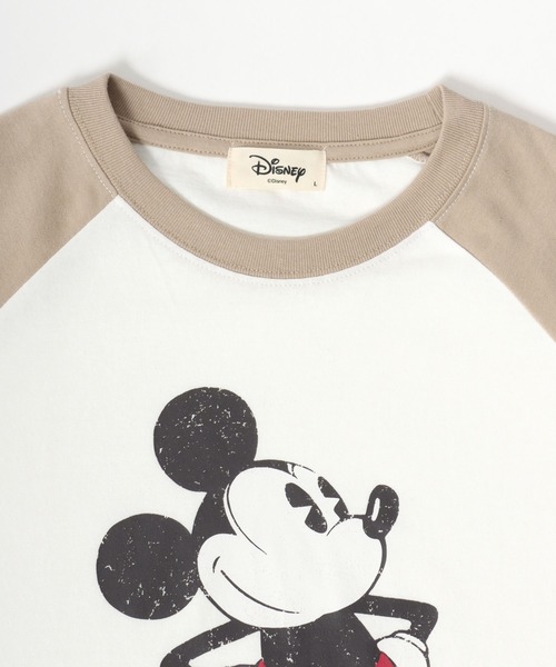 Disney(ディズニー)の「Disney/ディズニー ミッキー ワンポイント フロント バックプリント ラグラン7分袖Tシャツ(Tシャツ/カットソー・レディース・アッシュグレー/オフホワイト/グレー/ホワイト・M/L)」の13枚目の写真