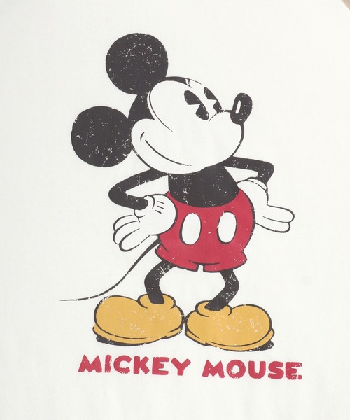 Disney(ディズニー)の「Disney/ディズニー ミッキー ワンポイント フロント バックプリント ラグラン7分袖Tシャツ(Tシャツ/カットソー・レディース・アッシュグレー/オフホワイト/グレー/ホワイト・M/L)」の14枚目の写真