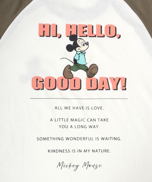 Disney(ディズニー)の「Disney/ディズニー ミッキー ワンポイント フロント バックプリント ラグラン7分袖Tシャツ(Tシャツ/カットソー・レディース・アッシュグレー/オフホワイト/グレー/ホワイト・M/L)」の18枚目の写真