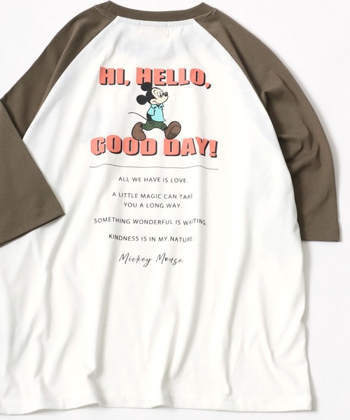 Disney(ディズニー)の「Disney/ディズニー ミッキー ワンポイント フロント バックプリント ラグラン7分袖Tシャツ(Tシャツ/カットソー・レディース・アッシュグレー/オフホワイト/グレー/ホワイト・M/L)」の20枚目の写真