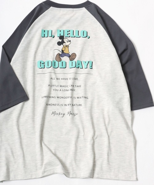 Disney(ディズニー)の「Disney/ディズニー ミッキー ワンポイント フロント バックプリント ラグラン7分袖Tシャツ(Tシャツ/カットソー・レディース・アッシュグレー/オフホワイト/グレー/ホワイト・M/L)」の21枚目の写真
