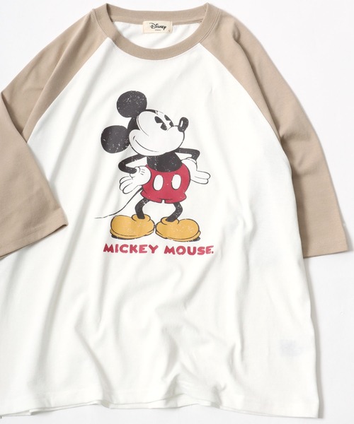 Disney(ディズニー)の「Disney/ディズニー ミッキー ワンポイント フロント バックプリント ラグラン7分袖Tシャツ(Tシャツ/カットソー・レディース・アッシュグレー/オフホワイト/グレー/ホワイト・M/L)」の22枚目の写真
