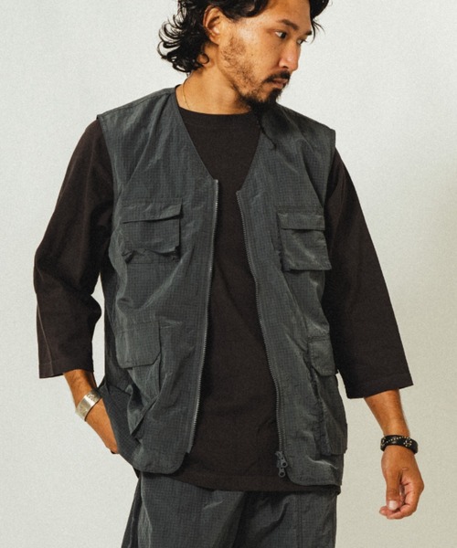 BIG MIKE(ビッグマイク)の「BIG MIKE ビッグマイク/ 26春夏新作 セットアップ対応 リップストップ ファティーグベスト //// 102516800(ベスト・メンズ・オリーブ/チャコール・MEDIUM/LARGE/X-LARGE)」の9枚目の写真