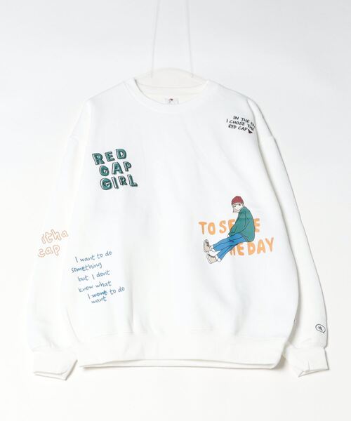 【セール】RED CAP GIRL 裏起毛RCG総柄プリント＆刺繍CN（スウェット）｜Red Cap Girl（レッドキャプガール）