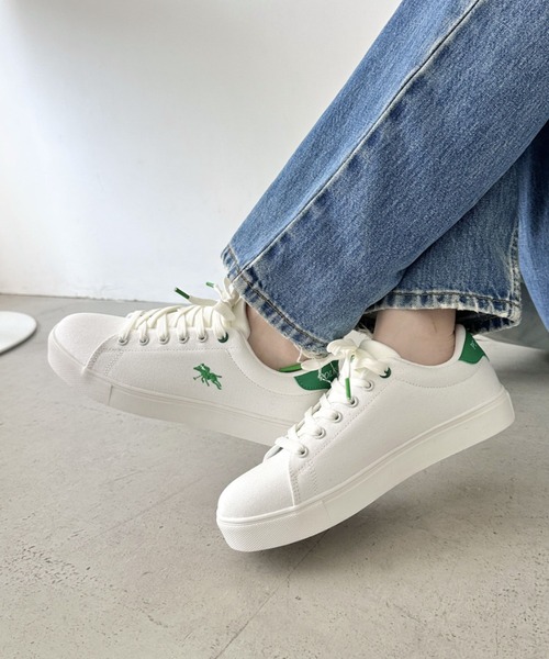 POLO CHAMPS（ポロチャンプス）の「POLO CHAMPS(ポロチャンプス)/ワンポイント刺繍 ローカット キャンバススニーカー（スニーカー・レディース・グレイッシュベージュ/ホワイト/ライトグレー/グリーン/ネイビー・23.0cm/23.5cm/24.0cm/24.5cm/25.0cm）」の17枚目の写真