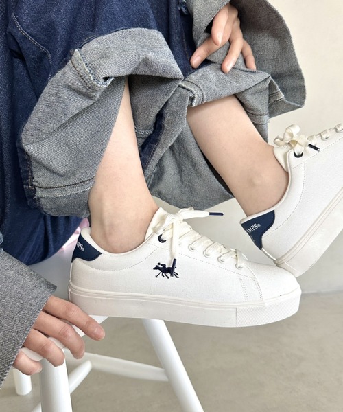 POLO CHAMPS（ポロチャンプス）の「POLO CHAMPS(ポロチャンプス)/ワンポイント刺繍 ローカット キャンバススニーカー（スニーカー・レディース・グレイッシュベージュ/ホワイト/ライトグレー/グリーン/ネイビー・23.0cm/23.5cm/24.0cm/24.5cm/25.0cm）」の18枚目の写真