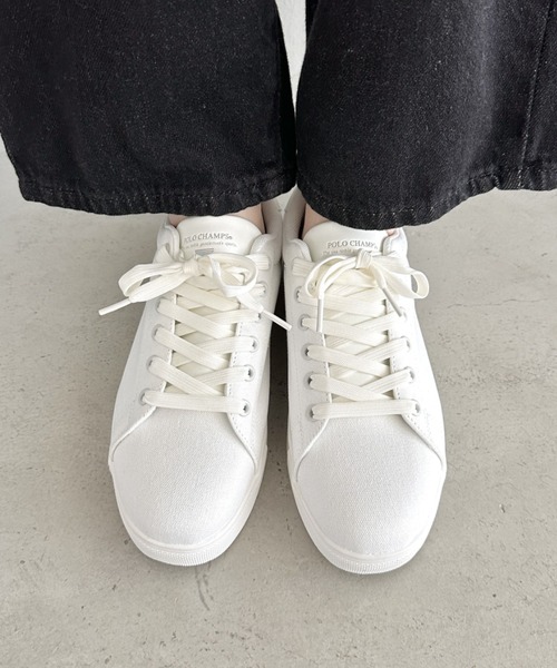 POLO CHAMPS（ポロチャンプス）の「POLO CHAMPS(ポロチャンプス)/ワンポイント刺繍 ローカット キャンバススニーカー（スニーカー・レディース・グレイッシュベージュ/ホワイト/ライトグレー/グリーン/ネイビー・23.0cm/23.5cm/24.0cm/24.5cm/25.0cm）」の20枚目の写真