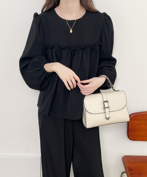 TOKUKO 1er Vol コート 薄手Aライン 切り替え フリル ギャザー trim_fce_item6517ac469af17.jpg