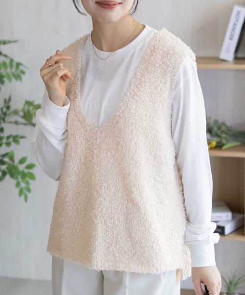 NAVY(ネイビー)の「nAvy 時短テープニットアンサンブル(ニット/セーター・レディース・グレー系その他/ベージュ系その他・M/L)」の1枚目の写真