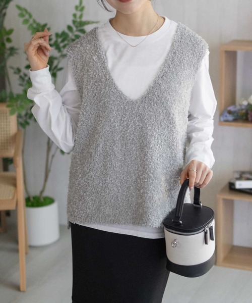 NAVY(ネイビー)の「nAvy 時短テープニットアンサンブル(ニット/セーター・レディース・グレー系その他/ベージュ系その他・M/L)」の5枚目の写真